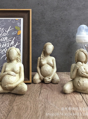 仿泥雕妊娠三部曲树脂人物摆件