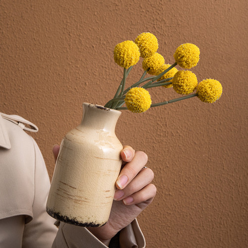 小悠家绝美!冰裂釉花瓶复古小口径陶瓷花插茶室餐桌装饰摆设