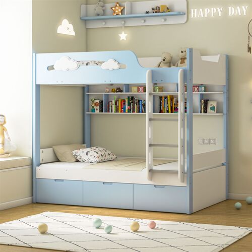 双层床上下同宽 小户型省空间床 香港 0.9米定制儿童床实木高低床