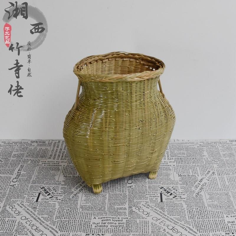 手工精编大鱼篓竹编篓子竹筐水果茶叶采摘篓背篓竹篮表演道具新款