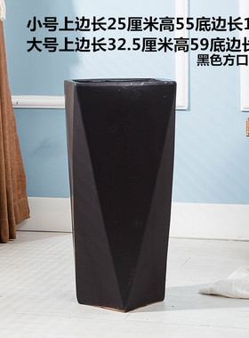 特大号陶瓷黑色花盆大码高筒花钵花缸深盆家用室内外落地创意高档