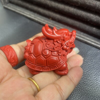 朱砂高含量精品红砂龙龟摆件办公室家中客厅实物所拍保真吉祥物款