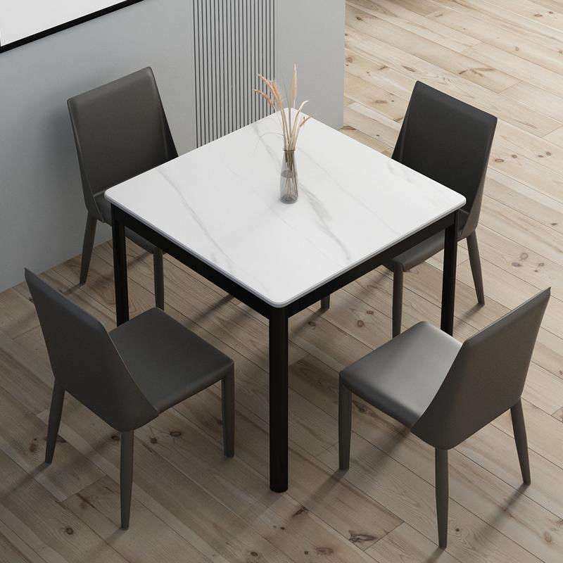 正方形岩板餐桌家用小户型现代简约轻奢吃饭桌子大理石餐桌椅组合