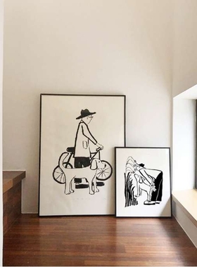 cat & dog可爱波普风我的恋人猫咪与狗抽象挂画有趣艺术壁装饰画