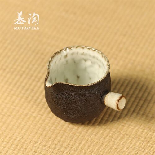 慕陶岩矿手工粗陶公道杯茶海公道杯侧把防烫茶海匀杯分茶器家用