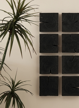 炭化木块侘寂风摆件艺术挂件墙面壁饰家居玄关过道走廊复古