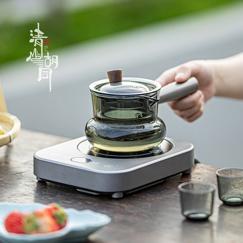 清山胡同高硼硅玻璃煮茶壶电陶炉家用中式侧把壶功夫茶具泡茶单壶