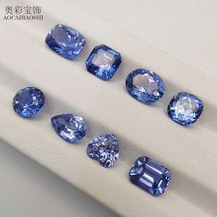 奥彩宝饰多形状蓝宝石现货 价实验室提拉法培育矢车菊宝石裸石