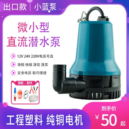 农用12V24V电瓶小型直流潜水泵船用舱底泵海水泵浇菜浇花地抽水机