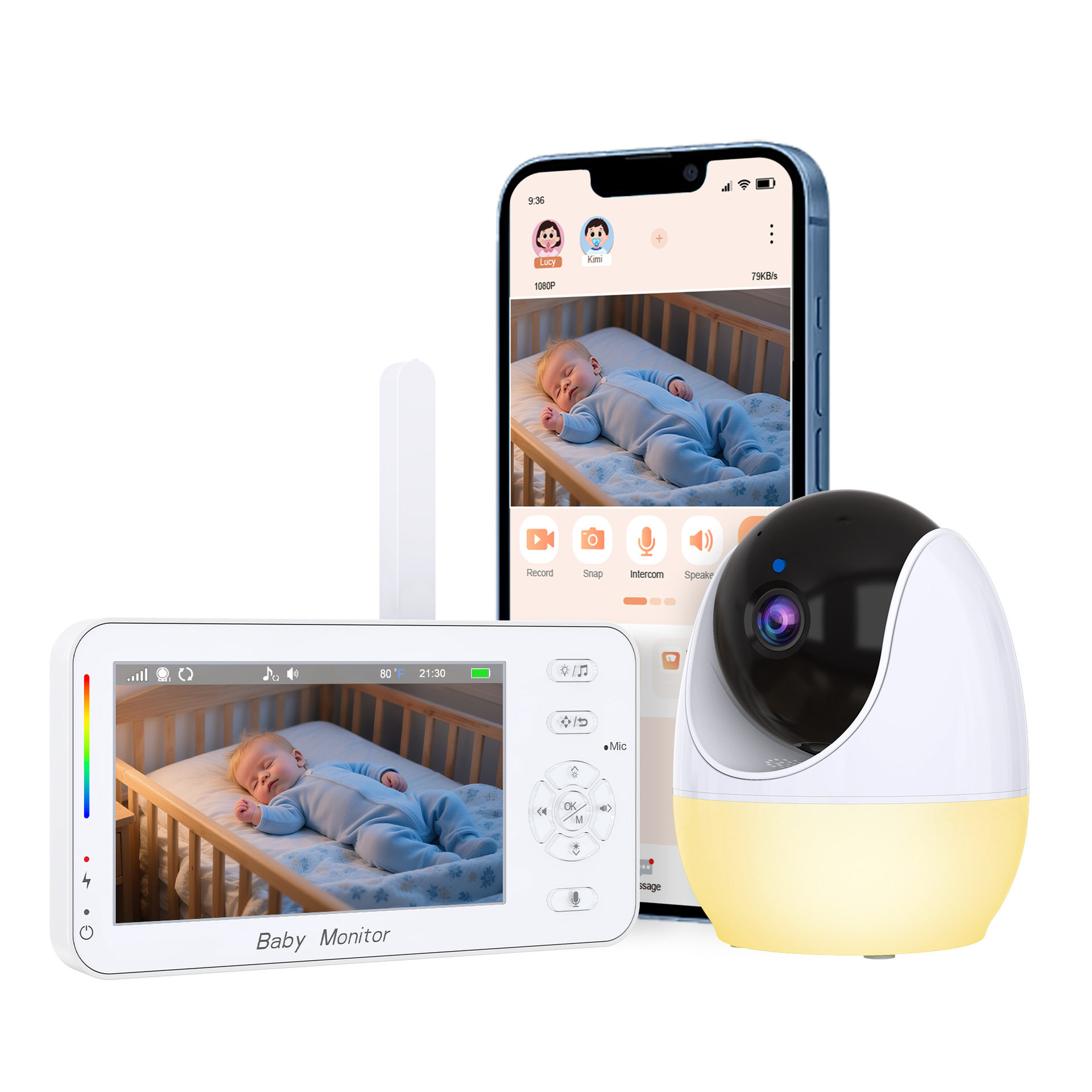 新款4.3寸高清 baby monitor无线视频婴儿监视器宝宝看护器监护器