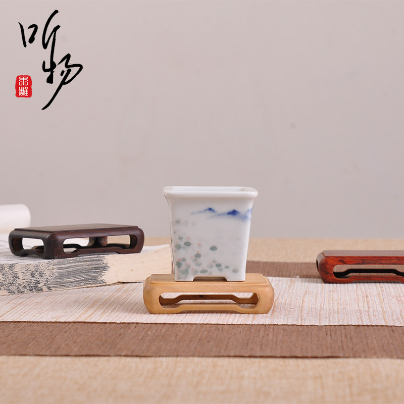 红木迷你微型盆景底座把玩玉器奇石文玩摆件玉石底座木托整木雕刻
