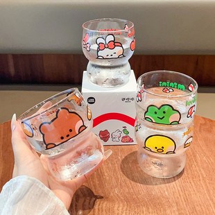 ni啤酒杯玻璃杯水杯女生高颜值杯子可爱家用果汁杯牛奶咖啡杯