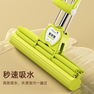 美添乐新款 胶棉拖把家用速软吸水加长可伸缩免手洗挤水大号海绵拖