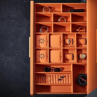 意式 拉篮梳妆台衣帽间衣柜高定首饰盒定制五金配件 皮革抽屉式