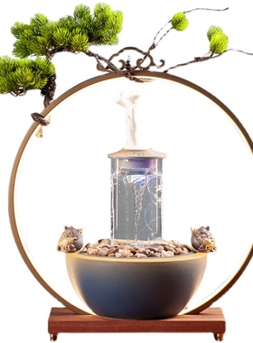 风生水起招财陶瓷流水创意摆件假山喷泉客厅循环景鱼缸办公室礼品