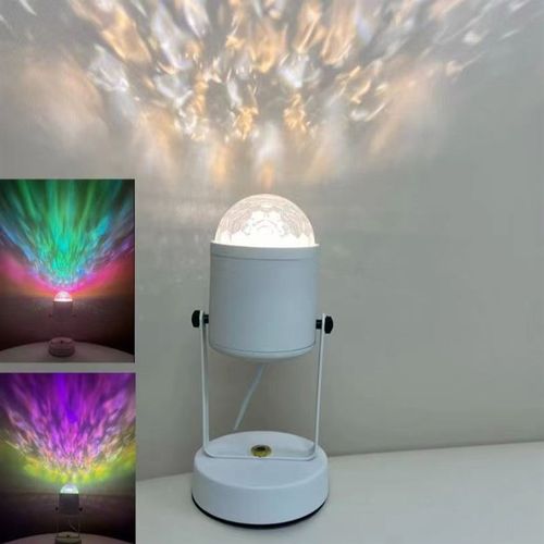 网红水波纹台灯礼物小夜灯光影情调旋转床头灯氛围灯装饰直播卧室