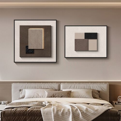 意式极简卧室床头装饰画几何抽象房间主卧背景墙挂画客厅餐桌壁画