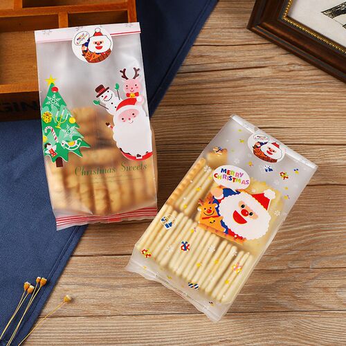 25pcs Christmas Plastic Gift Bags Cookie Candy Biscuit Packa