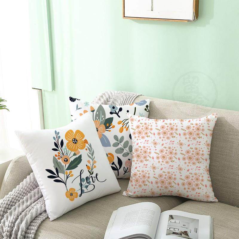 。Home peach skin velvet pillow case Nordic Green Plant sofa图片