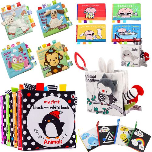 Baby Cloth Book Toy Black White Cloth Activity Book Sensory
