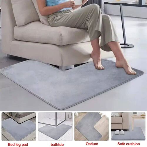 Coral Fleece L-shaped Floor Mat Non Slip Corner Soft Bathroo