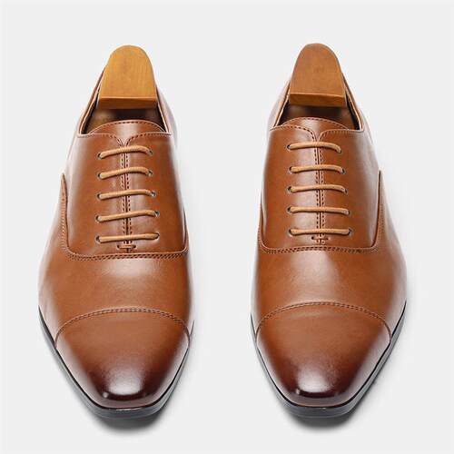 Mens Vintage Burnished Leather Oxford Shoes Formal Classic