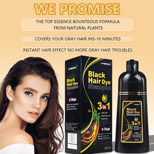 100ml/500ml Hair Dye Shampoo 3in1 Darkening Hairs Instant Gr