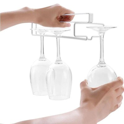 No Drilling Metal Wine Glass Holder - Stemware Rack for Unde