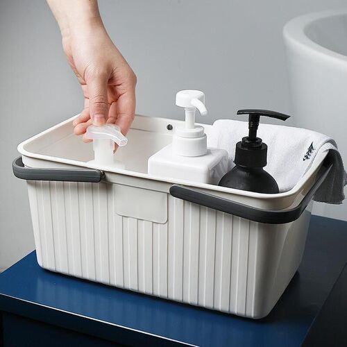 Plastic handheld square bath basket, shower storage basket,