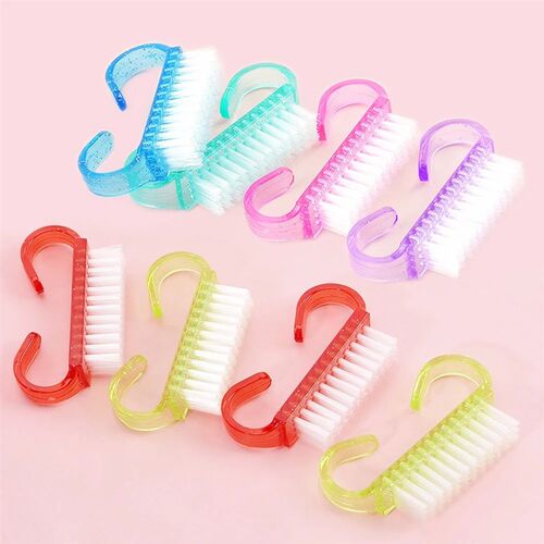 10Pcs Nail Brush Color Transparent Plastic Clean Brush Nails