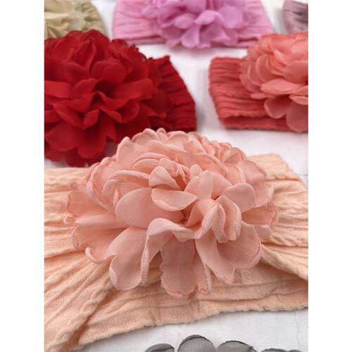 Chiffon Flower Nylon Baby Headbands Childrens Hair Bands In