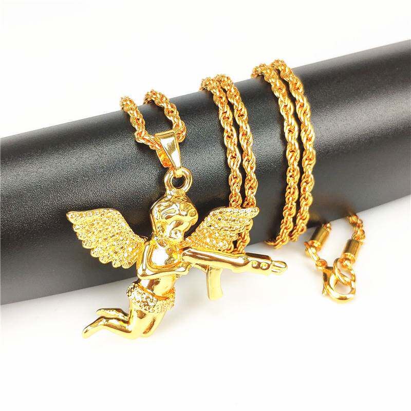 Boutique in the new rap angel wings pendant pure copper micr - 实物图