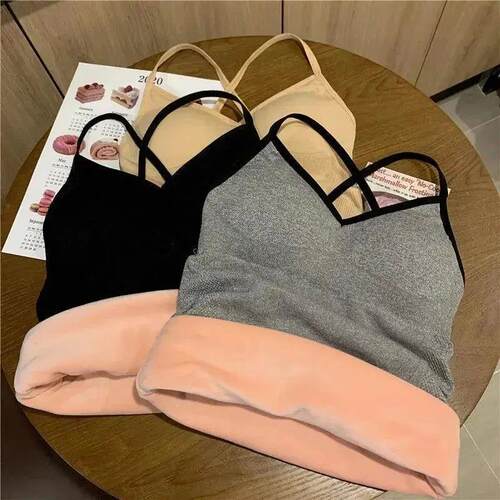 Thermal Underwear Velvet Vest Winter Womens Simple Solid w