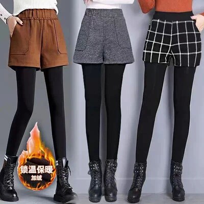 Women Autumn & Winter Pant Legging 2 in 1 Skirt Leggings Vel