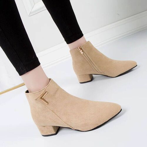 Fashion Women Boots Casual Leather Low High Heels Spring Sho
