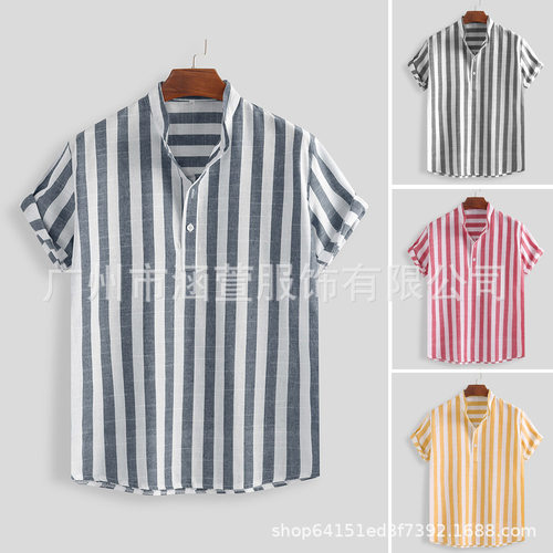 Recreational men stripe shirt new fashion fashion temperamen