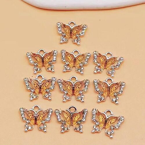 10Pcs 14*16mm Lovely Animal Charms Crystal Butterfly Charms