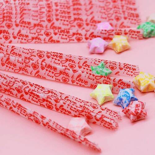 210 Sheets Luminous Origami Stars Paper 10 Colors Strips Luc