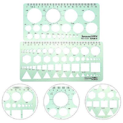 2 Pcs Geometry Measurement Template Students Drawing Rulers