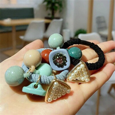 Candy Pearl Elastics Hair Ties Rhinestone Headband tail Hold