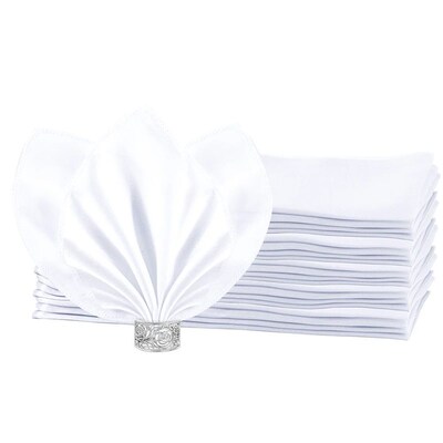 50 Pcs Satin Table Napkins White Handkerchief Wedding Table
