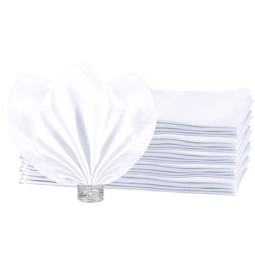 50 Pcs Satin Table Napkins White Handkerchief Wedding Table