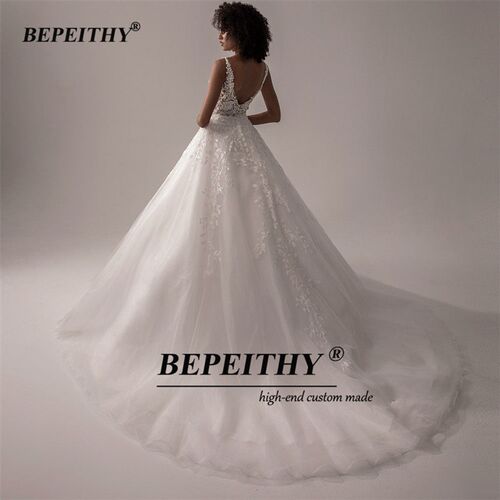 BEPEITHY Vestido De Noiva V Neck Sleeveless Wedding Dresses