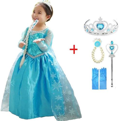 2024 New Elsa Dress Girls Halloween Cosplay Costume Princess