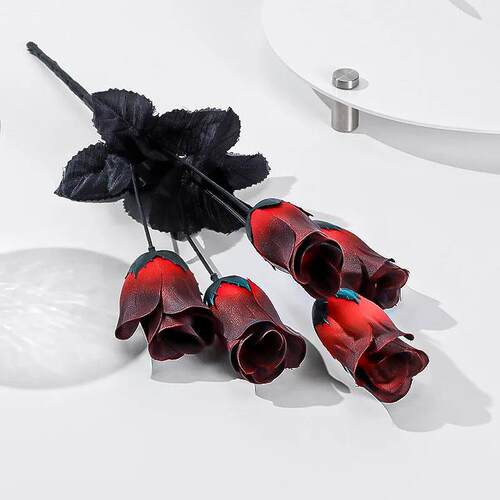 Black Artificial Rose Flower Gothic Style Simulation Flowers