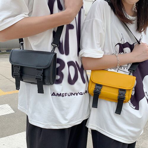 Korean Women Men Shoulder Crossbody Bags Small Pu Leather Sa
