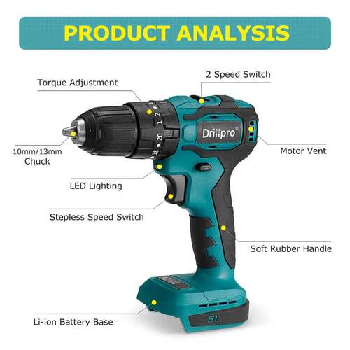 10mm 13mm Brushless Impact Drill High-Power Electric Drill D