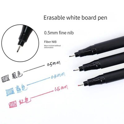 3 Colors 0.5mm Dry Erase Markers Erasable Whiteboard Marker