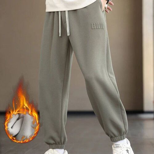 Winter Thick Velvet Warm Sweatpants Men Sreetwear Drawstring