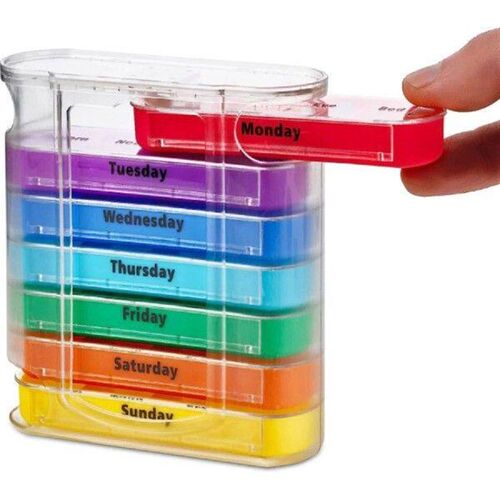 7-Day Stackable Travel Pill Box - Weekly Pill Organizer for